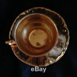 Superb Dresden Demitasse Cup & Saucer Gilded Courting Couple Scene