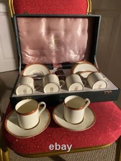 Superb Minton Carlton Boxed Set of 6 Demitasse Coffee Cups &Saucers Original Box
