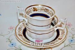 Superb c1810 Antique Tea Set Coalport English Porcelain Trio Cup Saucer Plate