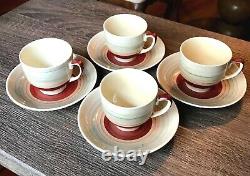 Susie Cooper Deco Set of 4 Coffee Cups & Saucers Wedding Band design