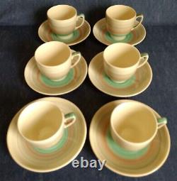 Susie Cooper England Set of 6 DEMITASSE CUPS and SAUCERS Wedding Band