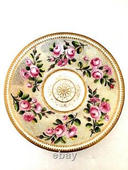 Swansea Porcelain Superb Painted Roses & Gilded Dots Cabinet Cup & Saucer C1817