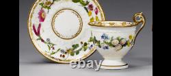 Swansea Porcelain Superb Painted Roses & Gilded Dots Cabinet Cup & Saucer C1817