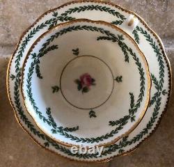 TIFFANY & CO Minton Demitasse Cups Saucers Pink Roses Green Gold Trim England