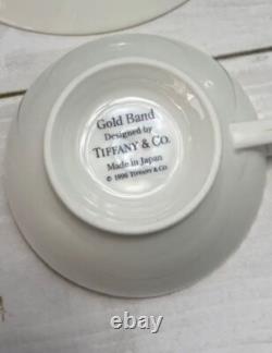 TIFFANY & Co Gold Band Pair of Tea Cups & Saucers Authentic Boxed Japan F/S