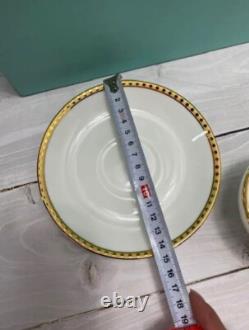 TIFFANY & Co Gold Band Pair of Tea Cups & Saucers Authentic Boxed Japan F/S