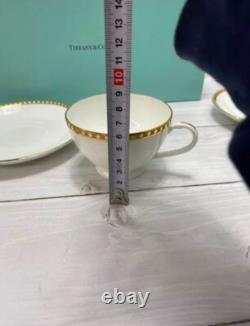 TIFFANY & Co Gold Band Pair of Tea Cups & Saucers Authentic Boxed Japan F/S