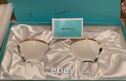 TIFFANY & Co Gold Band Pair of Tea Cups & Saucers Authentic Boxed Japan new