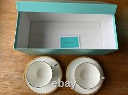 TIFFANY Gold Band Pair of Tea Cups & Saucers Tiffany&Co. Unused