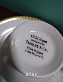 TIFFANY Gold Band Pair of Tea Cups & Saucers set of 2 cup Authentic