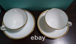 TIFFANY Gold Band Pair of Tea Cups & Saucers set of 2 cup Authentic