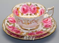 T. Goode Co Fine Bone China New Chelsea Trio Cup & Saucers Pink Rose & Gold