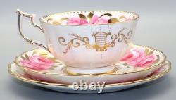 T. Goode Co Fine Bone China New Chelsea Trio Cup & Saucers Pink Rose & Gold