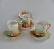 T & V France Limoges Set Of 3 Cups And 6 Saucers Hand Painted Gold Yellow Roses
