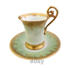 T & V LIMOGES set of 10 Cups and Saucers gilded