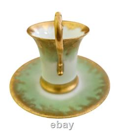 T & V LIMOGES set of 10 Cups and Saucers gilded