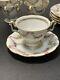 T&v Limoges Antique 5 Gilded Fruit Wreath Cups Saucers Bouillon Chocolate Tea