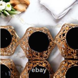 Tea Cups & Set 12 Pieces 90 ml Black and Gold Princesses Unic Design durable Ne