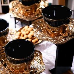 Tea Cups & Set 12 Pieces 90 ml Black and Gold Princesses Unic Design durable Ne