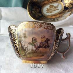 Tea cup Saucer German Porcelain Gold Dresden Helena Wolfsohn Horse Antique