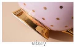 Tea or Coffee set of Pink and Gold Polka Dot Teapot with four cup and saucers