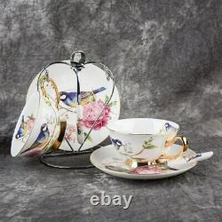 Teacup Tea set Tea Cup Flower Bird Ceramic Tea Cup Saucer Spoon Set Coffee Cup
