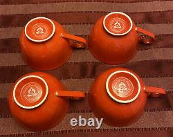 Teavana Exclusive Hand Finished Bone China Tea Set Pot Cups Saucers Red Gold