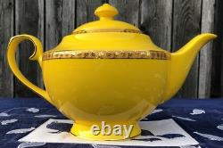 Teavana Noble Poppy Bone China Tea Set Teapot + 3 Cups & Saucers Gold Trim