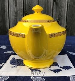 Teavana Noble Poppy Bone China Tea Set Teapot + 3 Cups & Saucers Gold Trim