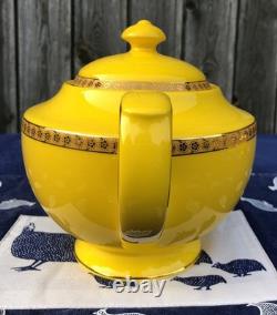 Teavana Noble Poppy Bone China Tea Set Teapot + 3 Cups & Saucers Gold Trim