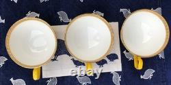 Teavana Noble Poppy Bone China Tea Set Teapot + 3 Cups & Saucers Gold Trim