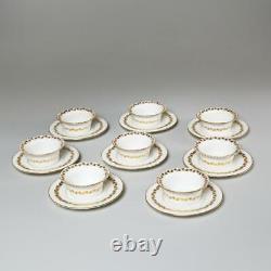 Ten (8) Antique T&v Limoges Gilt Gold Laurel Swag Ramekin Cups/saucers