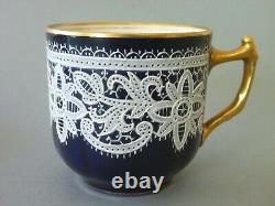 Testolini Venezia Lace Coffee Cup & Saucer White Lace Cobalt Blue