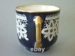 Testolini Venezia Lace Coffee Cup & Saucer White Lace Cobalt Blue