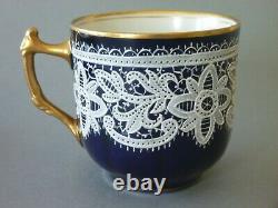 Testolini Venezia Lace Coffee Cup & Saucer White Lace Cobalt Blue