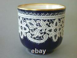 Testolini Venezia Lace Coffee Cup & Saucer White Lace Cobalt Blue