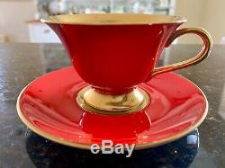 The Royal Collection Cups & Saucers (by Aynsley) Cobalt, Red 22kt Gold X Four