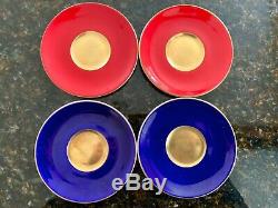 The Royal Collection Cups & Saucers (by Aynsley) Cobalt, Red 22kt Gold X Four