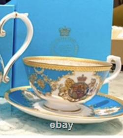 The Royal collection fine bone china Tea Cup & Saucer Set 2pc gilded English