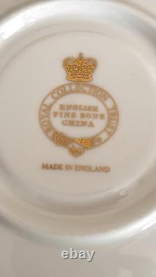 The Royal collection fine bone china Tea Cup & Saucer Set 2pc gilded English The Royal collection fine bone china Tea Cup & Saucer Set 2pc gilded English