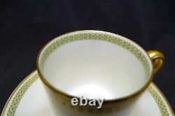 Theo Haviland 9 Demitasse Cups 10 Saucers Green Gold Checkerboard -for St. Louis