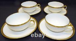 Theodore Haviland Breton 4 Cups & Saucers Limoges France Gold & Black Trim