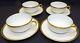 Theodore Haviland Breton 4 Cups & Saucers Limoges France Gold & Black Trim