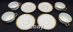 Theodore Haviland Breton 4 Cups & Saucers Limoges France Gold & Black Trim