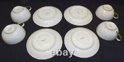 Theodore Haviland Breton 4 Cups & Saucers Limoges France Gold & Black Trim