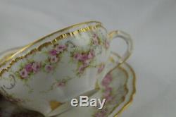 Theodore Haviland LImoges Double Gold 340 Oversized Breakfast Cup Saucer B Set 2