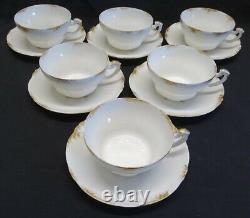 Theodore Haviland Limoges France Saint Cloud set of 6 Cups & Saucers -Gold Trim