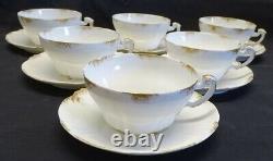 Theodore Haviland Limoges France Saint Cloud set of 6 Cups & Saucers -Gold Trim