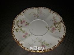 Theodore Haviland Limoges France Soup Boullion Tea Cup Saucer Double Gold Rose