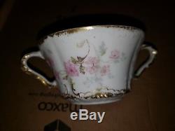 Theodore Haviland Limoges France Soup Boullion Tea Cup Saucer Double Gold Rose